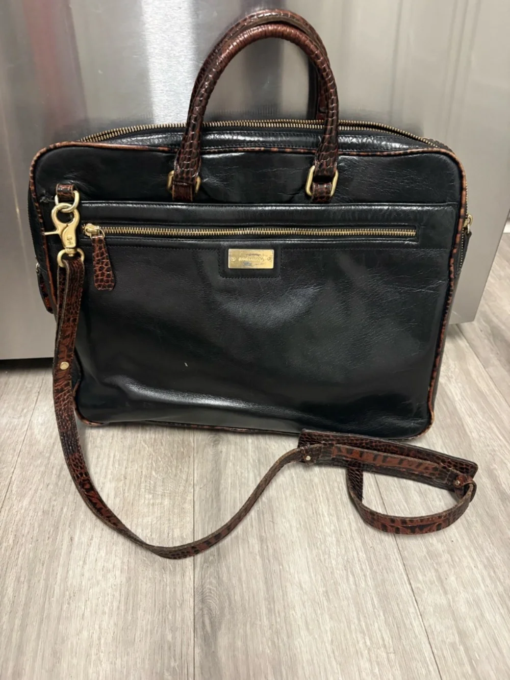 Brahmin Black & Brown Leather Briefcare – Gently Used